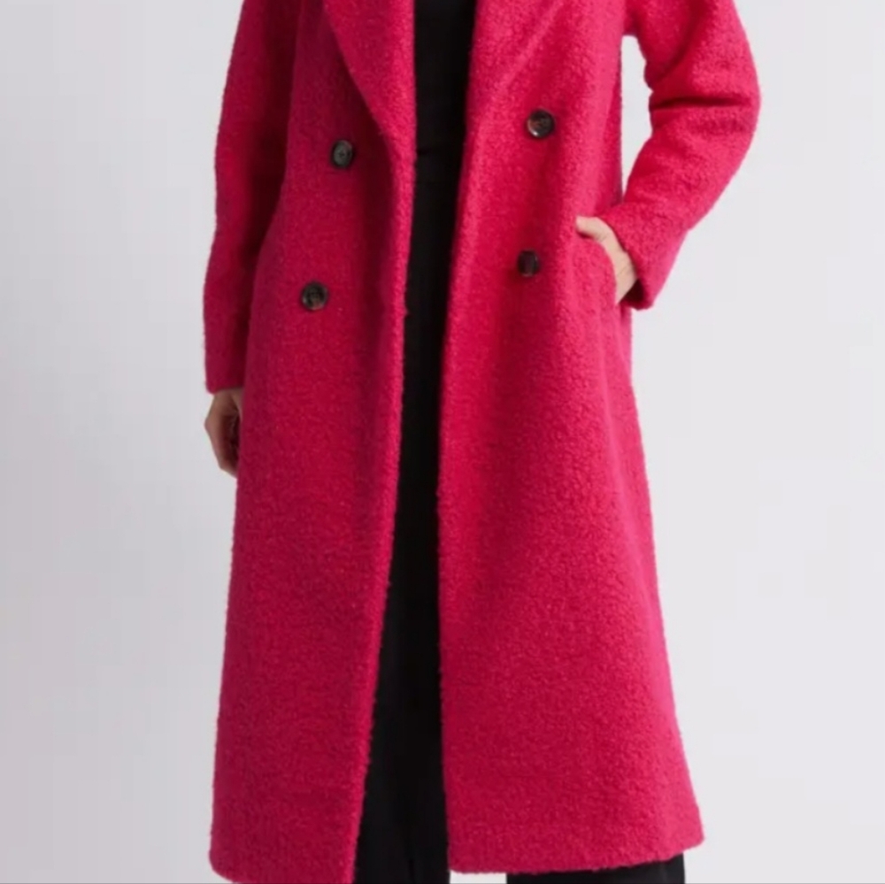 New BCBG hot pink boucle long coat bright sexy modern designer size XXL 2X 2XL - Picture 6 of 14